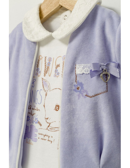 UP-tgs_4524-1,Set 3 piese: pantaloni, bluzita si hainuta pentru bebelusi Gazelle, Tongs baby, Roz