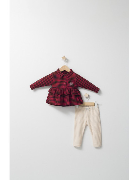 UP-tgs_4486-6,Set cu pantalonasi si camasuta in carouri pentru bebelusi Ballon, Tongs baby, Rosu