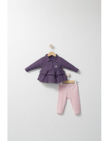 UP-tgs_4486-6,Set cu pantalonasi si camasuta in carouri pentru bebelusi Ballon, Tongs baby, Rosu