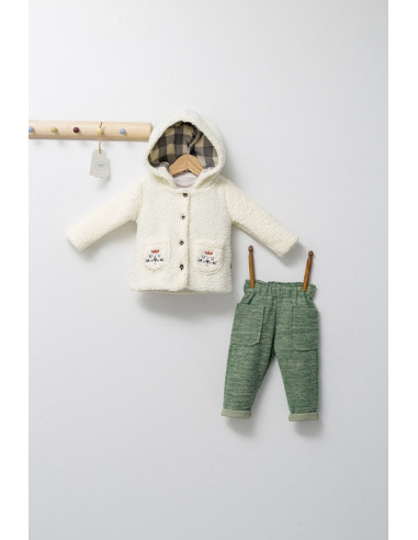 UP-tgs_4476_5,Set 3 piese: pantaloni, bluzita si hainuta pentru bebelusi KING, Tongs baby, Maro
