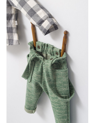 UP-tgs_4474_5,Set cu pantalonasi cu bretele si camasuta in carouri pentru bebelusi King, Tongs baby, Maro
