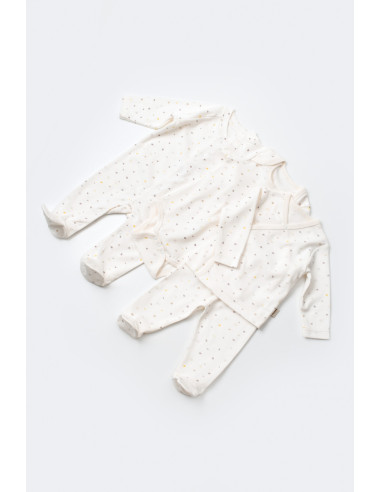 UP-BC-CSY5109,Set de 10 piese pentru nou nascut - 100% bumbac organic - Ecru cu buline, Baby Cosy