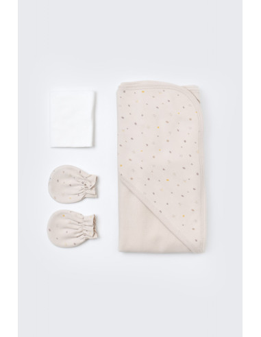 UP-BC-CSY5110,Set de 10 piese pentru nou nascut - 100% bumbac organic - Crem cu buline, Baby Cosy