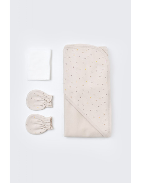 UP-BC-CSY5110,Set de 10 piese pentru nou nascut - 100% bumbac organic - Crem cu buline, Baby Cosy