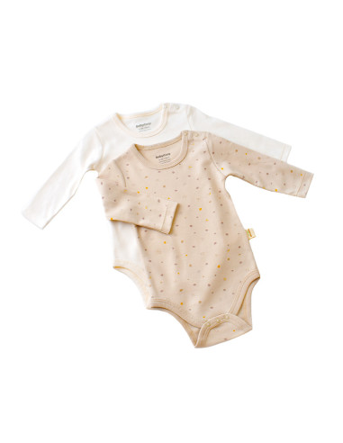 UP-BC-CSY5787-0,Set 2 body-uri cu maneca lunga bebe unisex -100% bumbac organic - Crem cu buline, Baby Cosy