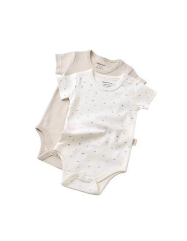UP-BC-CSY5754-0,Set 2 body-uri bebe unisex -100% bumbac organic - Ecru cu buline, Baby Cosy