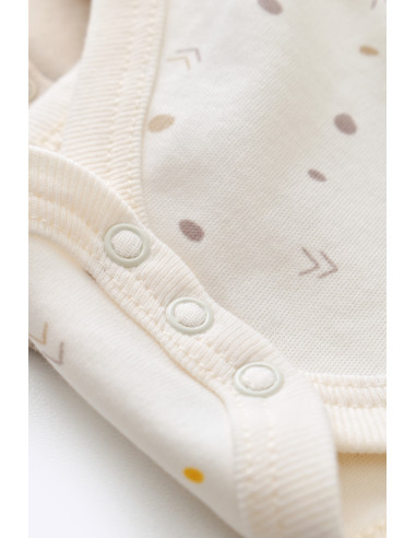 UP-BC-CSY5703-6,Set 2 body-uri fara maneci bebe unisex -100% bumbac organic - Ecru cu buline, Baby Cosy