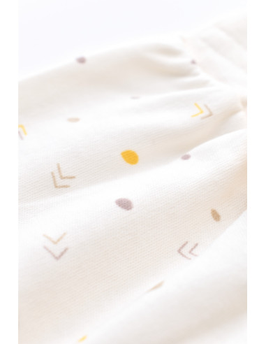 UP-BC-CSY2010-3,Set bluzita cu maneca lunga si panataloni lungi - bumbac organic 100% - Ecru cu buline, Baby Cosy (Marime: 3-6 L