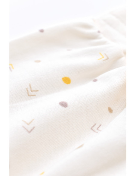 UP-BC-CSY2010-3,Set bluzita cu maneca lunga si panataloni lungi - bumbac organic 100% - Ecru cu buline, Baby Cosy (Marime: 3-6 L