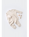 UP-BC-CSY2011-3,Set bluzita cu maneca lunga si panataloni lungi - bumbac organic 100% - Crem cu buline, Baby Cosy