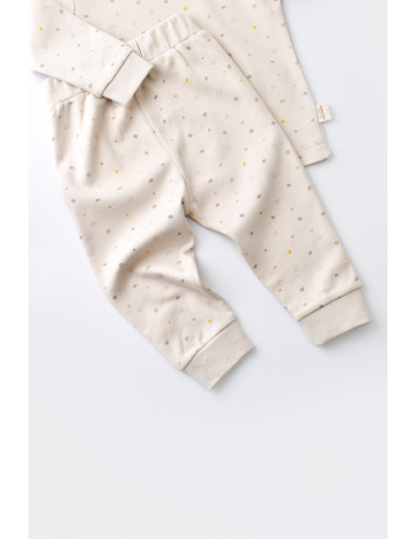 UP-BC-CSY2011-3,Set bluzita cu maneca lunga si panataloni lungi - bumbac organic 100% - Crem cu buline, Baby Cosy