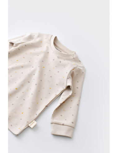UP-BC-CSY2011-3,Set bluzita cu maneca lunga si panataloni lungi - bumbac organic 100% - Crem cu buline, Baby Cosy