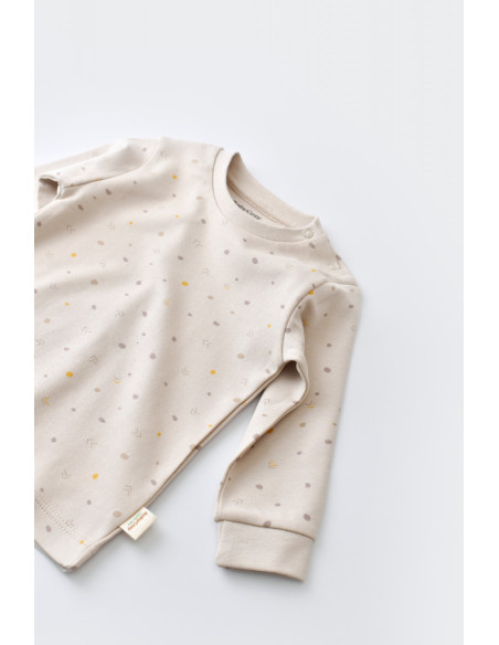 UP-BC-CSY2011-3,Set bluzita cu maneca lunga si panataloni lungi - bumbac organic 100% - Crem cu buline, Baby Cosy