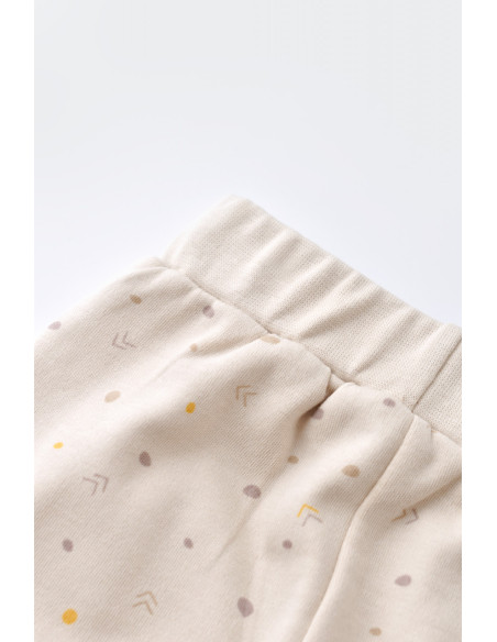 UP-BC-CSY2011-3,Set bluzita cu maneca lunga si panataloni lungi - bumbac organic 100% - Crem cu buline, Baby Cosy