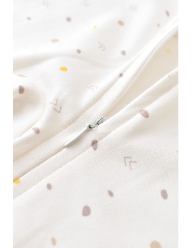 UP-BC-CSY3039-3,Salopeta cu fermoar cu maneca lunga si panataloni lungi - 100%bumbac organic - Ecru cu buline, Baby Cosy
