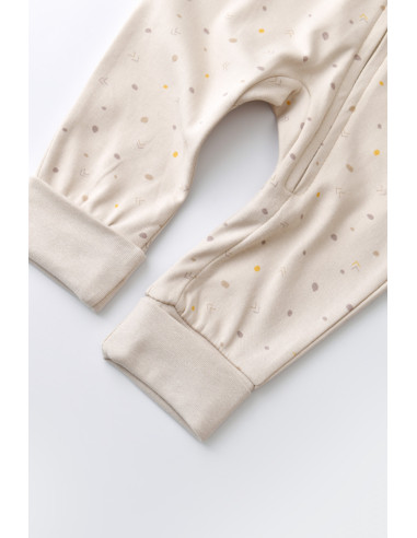 UP-BC-CSY3040-3,Salopeta cu fermoar cu maneca lunga si panataloni lungi - 100%bumbac organic - Crem cu buline, Baby Cosy