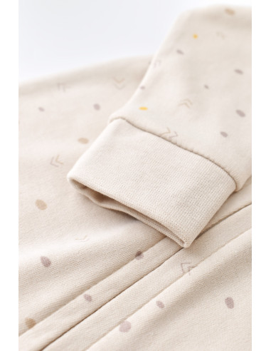 UP-BC-CSY3040-3,Salopeta cu fermoar cu maneca lunga si panataloni lungi - 100%bumbac organic - Crem cu buline, Baby Cosy