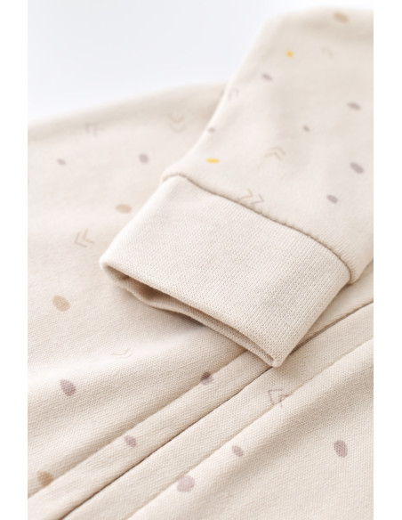 UP-BC-CSY3040-3,Salopeta cu fermoar cu maneca lunga si panataloni lungi - 100%bumbac organic - Crem cu buline, Baby Cosy