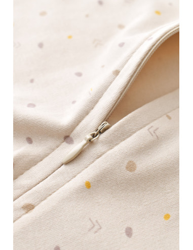 UP-BC-CSY3040-3,Salopeta cu fermoar cu maneca lunga si panataloni lungi - 100%bumbac organic - Crem cu buline, Baby Cosy