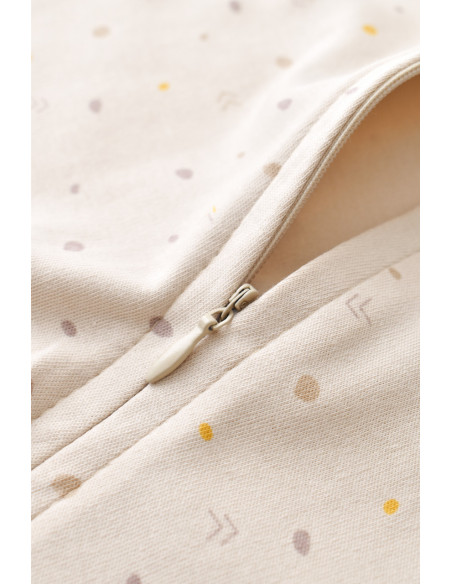 UP-BC-CSY3040-3,Salopeta cu fermoar cu maneca lunga si panataloni lungi - 100%bumbac organic - Crem cu buline, Baby Cosy