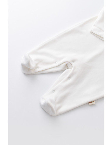 UP-BC-CSYK6000-0,Salopeta Curcubeu cu maneca lunga si botosei din 80%bumbac organic si 20% poliester - Ecru, Baby Cosy
