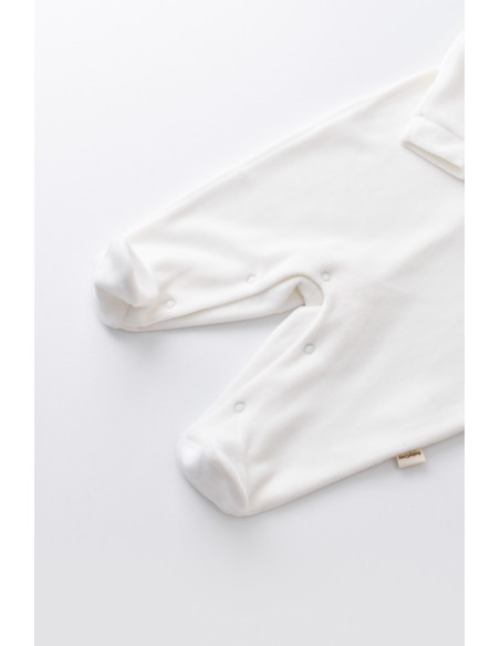 UP-BC-CSYK6000-0,Salopeta Curcubeu cu maneca lunga si botosei din 80%bumbac organic si 20% poliester - Ecru, Baby Cosy