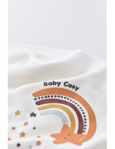 UP-BC-CSYK6000-0,Salopeta Curcubeu cu maneca lunga si botosei din 80%bumbac organic si 20% poliester - Ecru, Baby Cosy