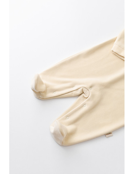 UP-BC-CSYK6001-0,Salopeta Curcubeu cu maneca lunga si botosei din 80%bumbac organic si 20% poliester - Crem, Baby Cosy