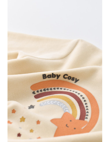 UP-BC-CSYK6001-0,Salopeta Curcubeu cu maneca lunga si botosei din 80%bumbac organic si 20% poliester - Crem, Baby Cosy