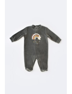 UP-BC-CSYK6002-3,Salopeta Curcubeu cu maneca lunga si botosei din 80%bumbac organic si 20% poliester - Antracit, Baby Cosy 2