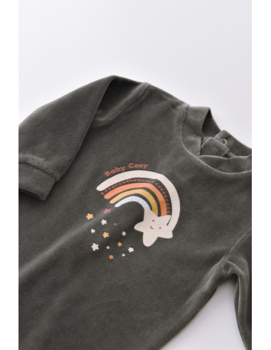 UP-BC-CSYK6002-3,Salopeta Curcubeu cu maneca lunga si botosei din 80%bumbac organic si 20% poliester - Antracit, Baby Cosy