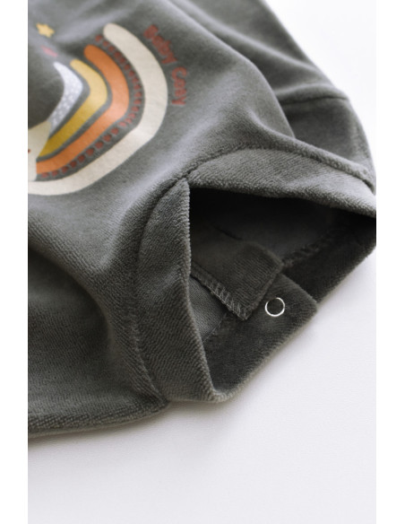 UP-BC-CSYK6002-3,Salopeta Curcubeu cu maneca lunga si botosei din 80%bumbac organic si 20% poliester - Antracit, Baby Cosy