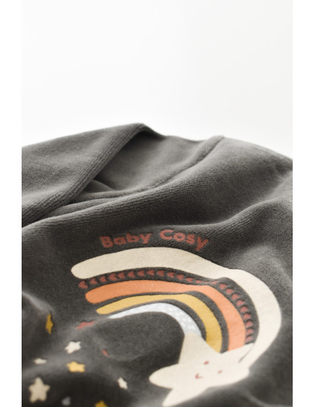 UP-BC-CSYK6002-3,Salopeta Curcubeu cu maneca lunga si botosei din 80%bumbac organic si 20% poliester - Antracit, Baby Cosy