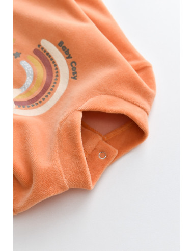 UP-BC-CSYK6003-0,Salopeta Curcubeu cu maneca lunga si botosei din 80%bumbac organic si 20% poliester - Portocaliu, Baby Cosy (Ma