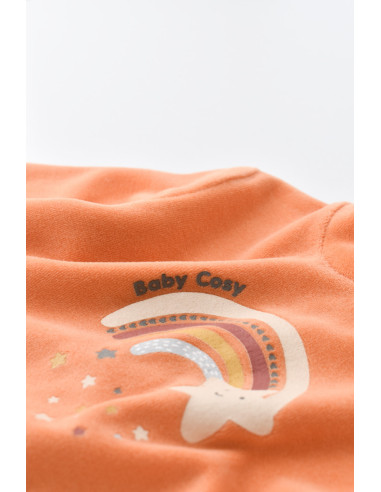 UP-BC-CSYK6003-0,Salopeta Curcubeu cu maneca lunga si botosei din 80%bumbac organic si 20% poliester - Portocaliu, Baby Cosy (Ma