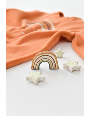 UP-BC-CSYK6003-0,Salopeta Curcubeu cu maneca lunga si botosei din 80%bumbac organic si 20% poliester - Portocaliu, Baby Cosy (Ma