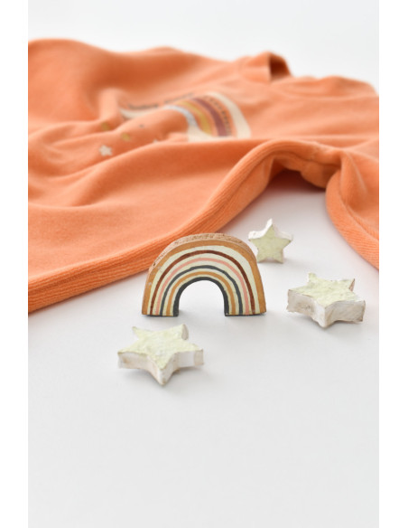 UP-BC-CSYK6003-0,Salopeta Curcubeu cu maneca lunga si botosei din 80%bumbac organic si 20% poliester - Portocaliu, Baby Cosy (Ma