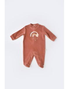 UP-BC-CSYK6004-0,Salopeta Curcubeu cu maneca lunga si botosei din 80%bumbac organic si 20% poliester - Caramiziu, Baby Cosy 2