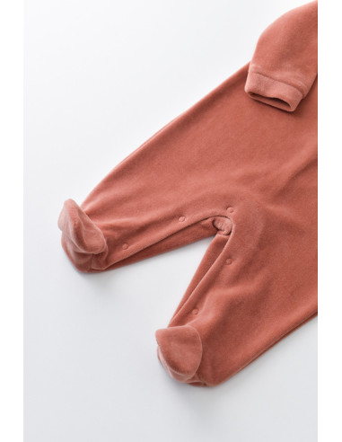 UP-BC-CSYK6004-0,Salopeta Curcubeu cu maneca lunga si botosei din 80%bumbac organic si 20% poliester - Caramiziu, Baby Cosy