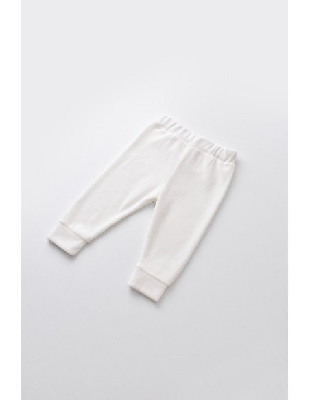 UP-BC-CSYK6005-3,Set Curcubeu cu bluzita cu maneca lunga si panataloni lungi din 80%bumbac organic si 20% poliester - Ecru, Baby
