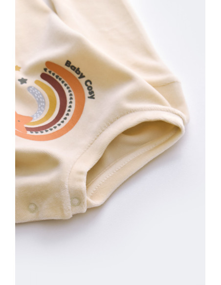 UP-BC-CSYK6006-3,Set Curcubeu cu bluzita cu maneca lunga si panataloni lungi din 80%bumbac organic si 20% poliester - Crem, Baby