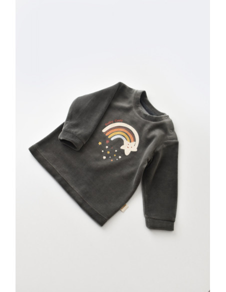 UP-BC-CSYK6007-3,Set Curcubeu cu bluzita cu maneca lunga si panataloni lungi din 80%bumbac organic si 20% poliester - Antracit, 