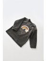 UP-BC-CSYK6007-3,Set Curcubeu cu bluzita cu maneca lunga si panataloni lungi din 80%bumbac organic si 20% poliester - Antracit, 