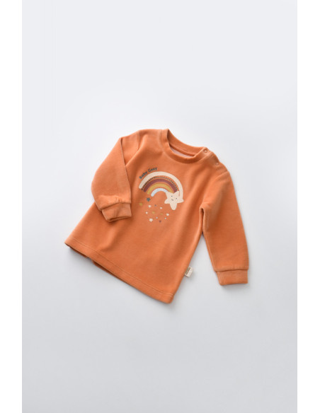 UP-BC-CSYK6008-3,Set Curcubeu cu bluzita cu maneca lunga si panataloni lungi din 80%bumbac organic si 20% poliester - Portocaliu