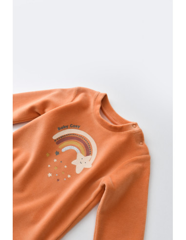 UP-BC-CSYK6008-3,Set Curcubeu cu bluzita cu maneca lunga si panataloni lungi din 80%bumbac organic si 20% poliester - Portocaliu