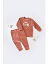 UP-BC-CSYK6009-6,Set Curcubeu cu bluzita cu maneca lunga si panataloni lungi din 80%bumbac organic si 20% poliester - Caramiziu,
