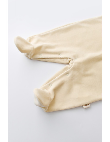 UP-BC-CSYK6010-3,Salopeta Ursulet cu maneca lunga si botosei din 80%bumbac organic si 20% poliester - Crem, Baby Cosy (Marime: 3