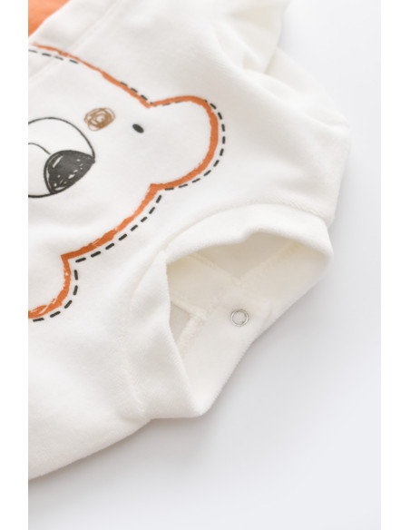 UP-BC-CSYK6012-0,Salopeta Ursulet cu maneca lunga si botosei din 80%bumbac organic si 20% poliester - Portocaliu, Baby Cosy