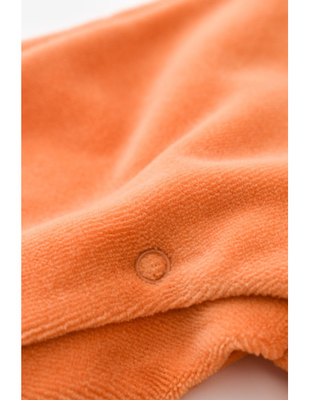 UP-BC-CSYK6012-0,Salopeta Ursulet cu maneca lunga si botosei din 80%bumbac organic si 20% poliester - Portocaliu, Baby Cosy