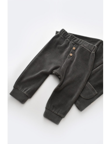 UP-BC-CSYK6016-3,Set Ursulet cu bluzita cu fermoar si gluga si panataloni lungi din 80%bumbac organic si 20% poliester - Antraci